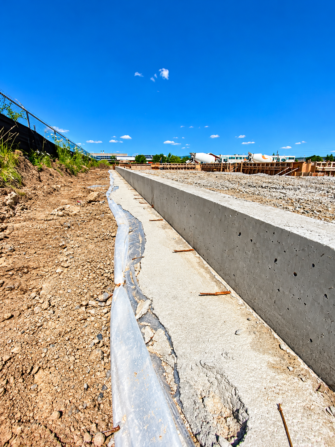 Mass concrete pour and finishing
