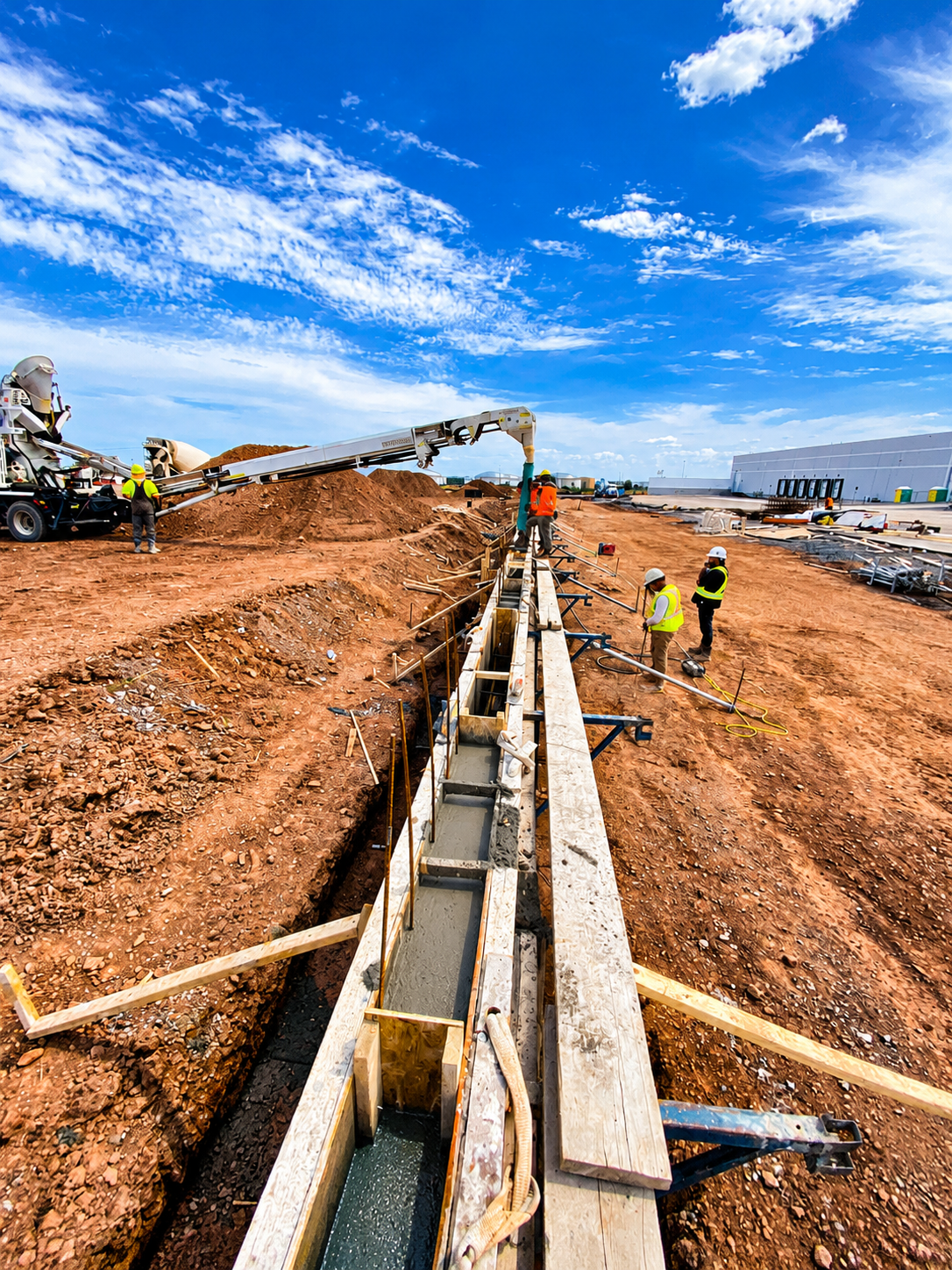 Reinforced concrete foundation placement